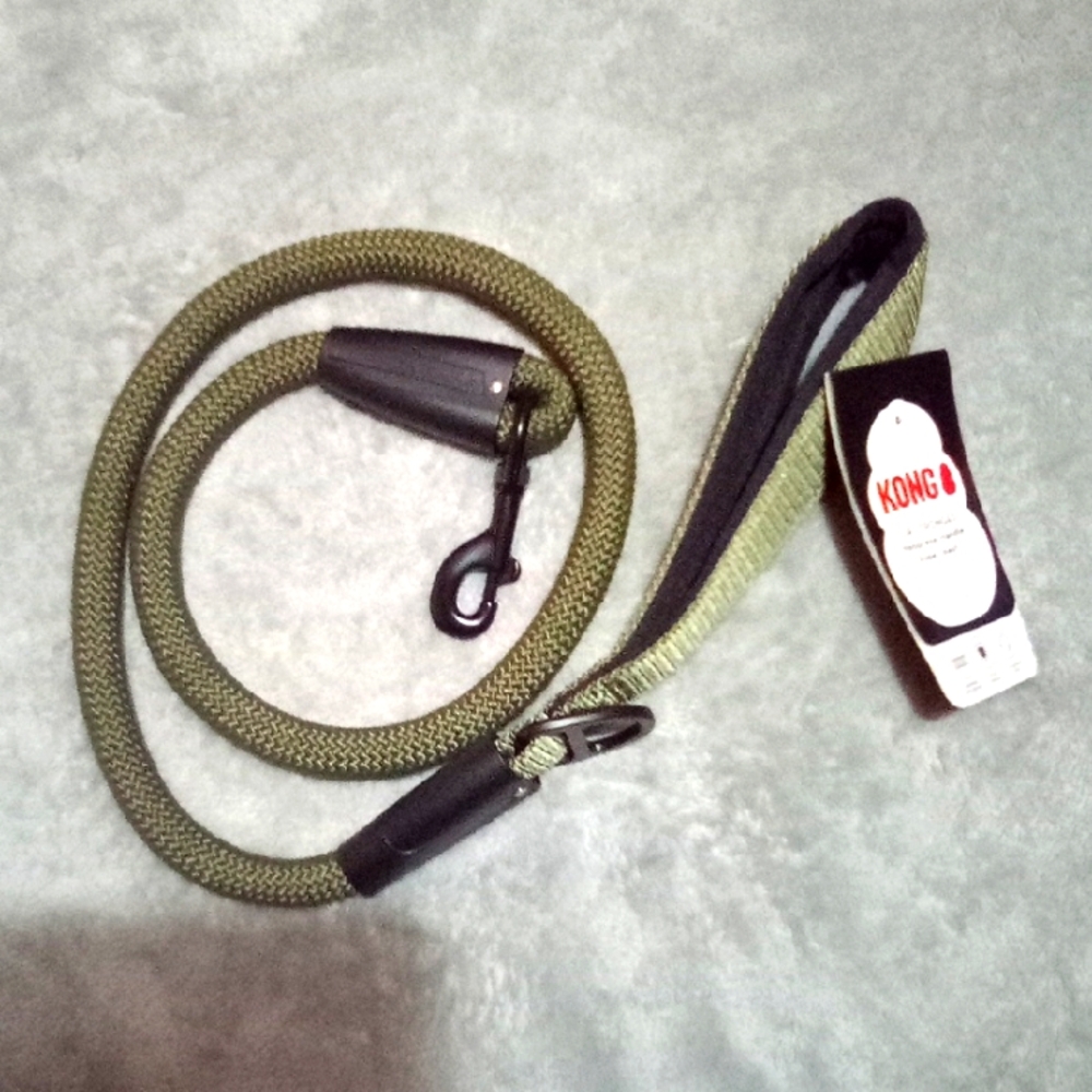 🐶 KONG 4ft Green Rope Dog Leash Neoprene Collar Harness Pet Pets Dogs NWT